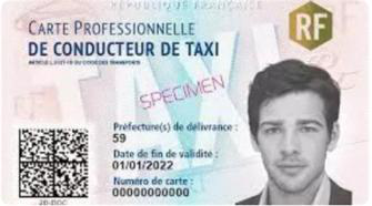 Carte professionnelle taxi — recto