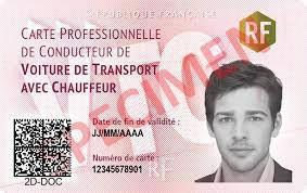 Carte professionnelle VTC — recto