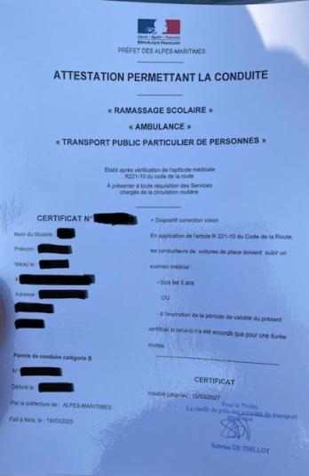 Attestation préfectorale d’aptitude physique