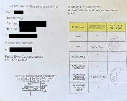 Attestation préfectorale d’aptitude physique